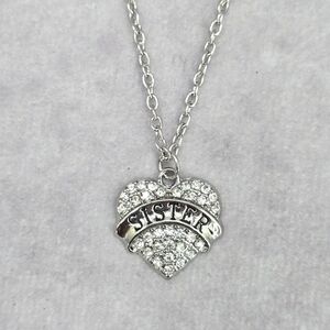 Silver Heart Rhinestone Gem Chain Pendant Link Fashion Jewlery Necklace JB2-85